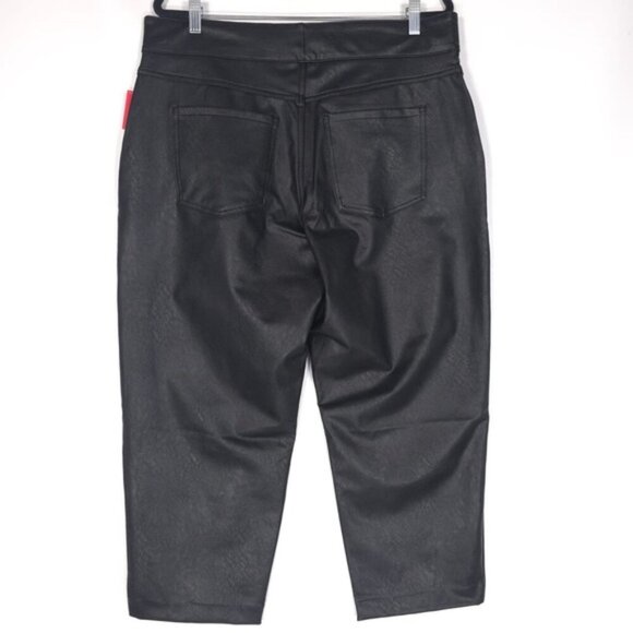 NWT SPANX II Slim Straight Faux Leather Pant Luxe Black 20528Q Women's 1X PETITE - Picture 4 of 14